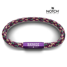 Load image into Gallery viewer, BADASS MOTHER RUNNER NOTCH Bracelet Goose with Purple Clasp
