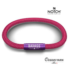 Load image into Gallery viewer, BADASS MOTHER RUNNER NOTCH Bracelet Hot Pink with Purple Clasp
