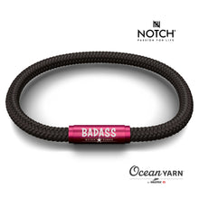 Load image into Gallery viewer, BADASS MOTHER RUNNER NOTCH Bracelet Jet Black with Hot Pink Clasp
