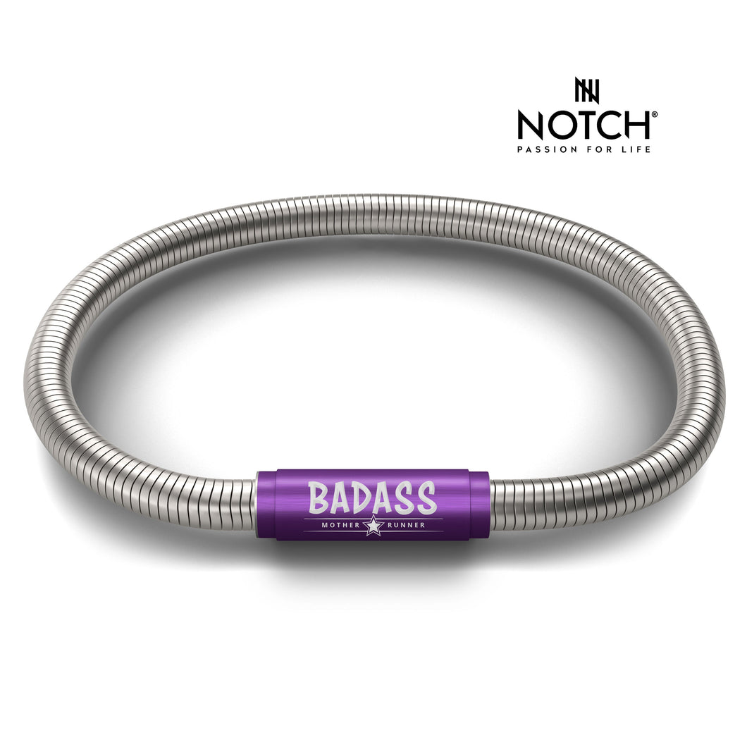 BADASS MOTHER RUNNER Signature NOTCH Bracelet with Purple Clasp
